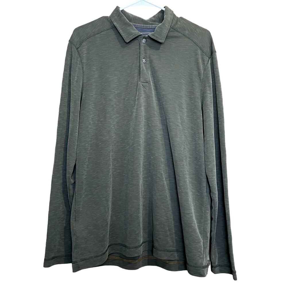 Eddie Bauer Long Sleeve Collared‎ Polo Shirt Size Large Athletic Fit Lyocell